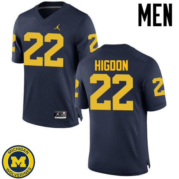 Men's University of Michigan #22 Karan Higdon Navy Fashion Player Jersey